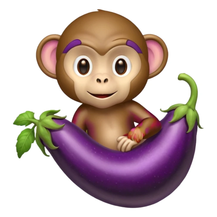 Monkey on eggplant  sticker