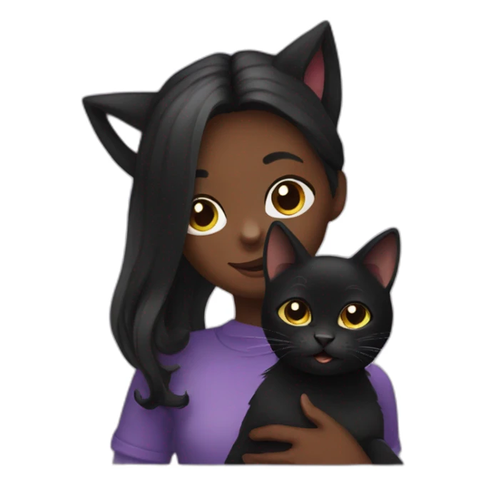Black cat with girl sticker