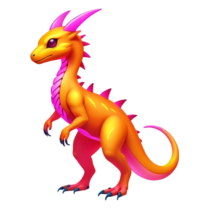Exotic futuristic lush warm-colored neon Fakémon-Fionbri-creature (full body) sticker