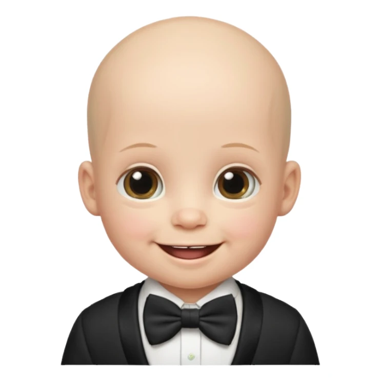bald baby with bowtie sticker
