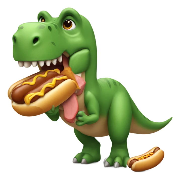 A dinosaur eating a hot dog  sticker