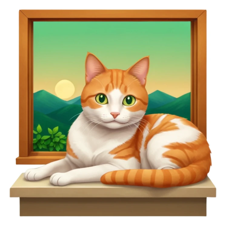 Window with cat on sill + lamp glow sticker