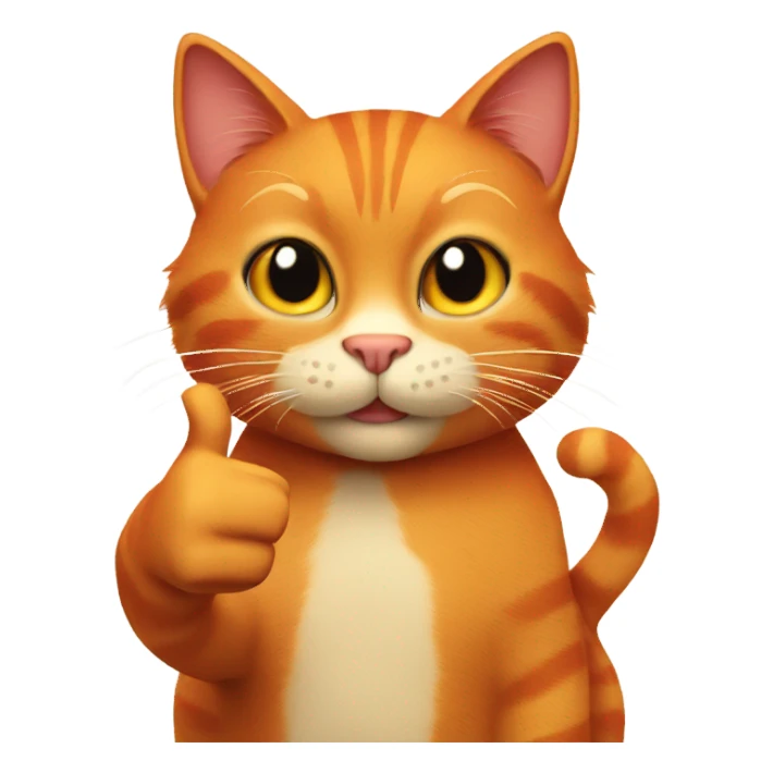 Red cat with a thumbs up sticker