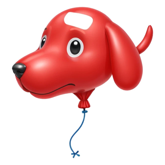 a ballon shaped like a dog red sticker