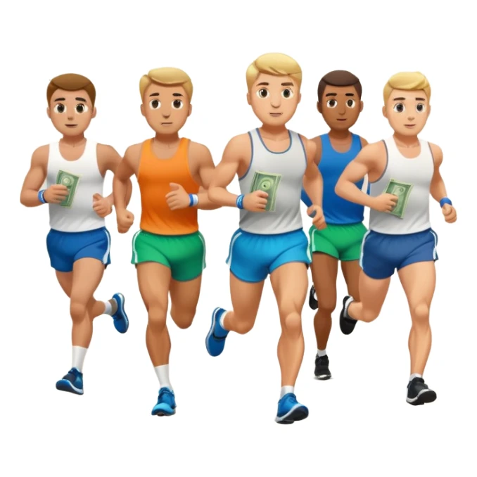 Men running with moneybag sticker