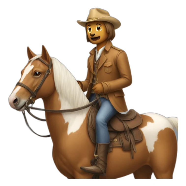 dog with a hat riding a horse sticker