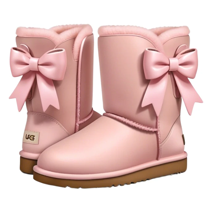 Blush pink Ugg boots with blush pink bows sticker