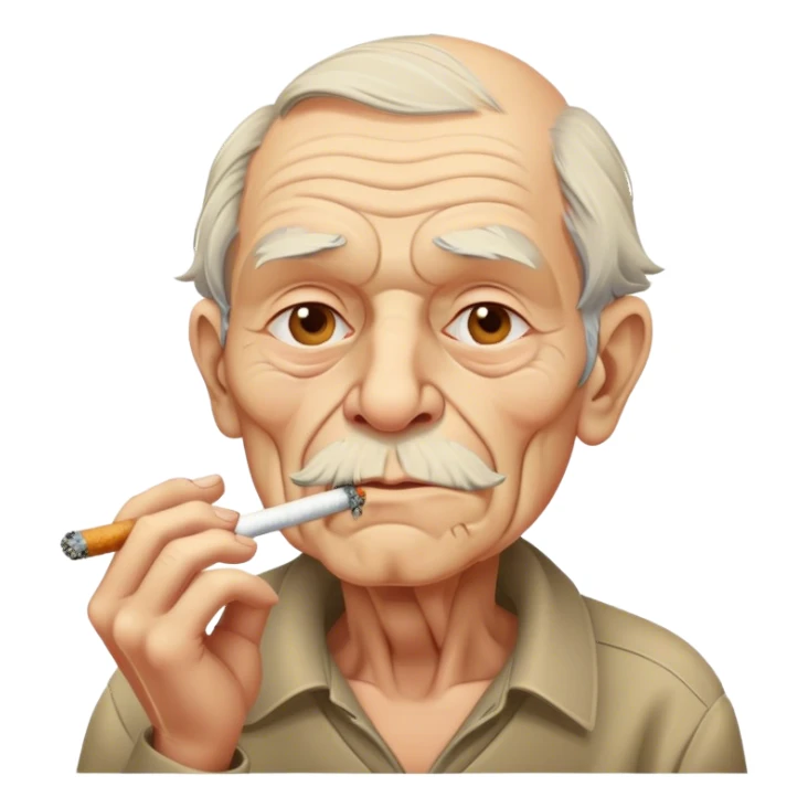 An old man smoking a cigarette sticker