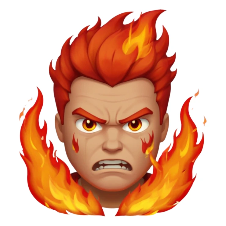 burning angry man sticker