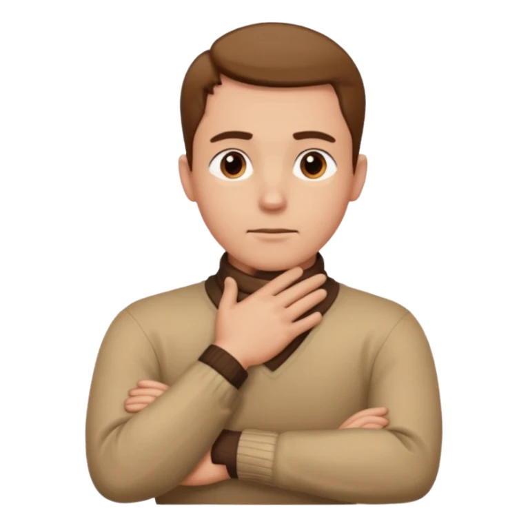 Man with hands crossed around neck sticker