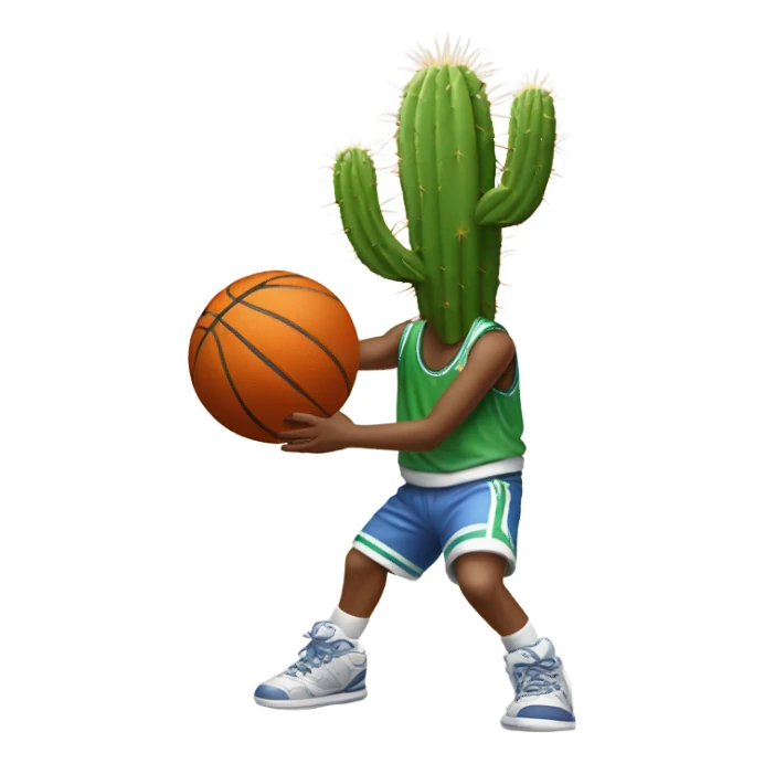 Cactus playing basketball sticker