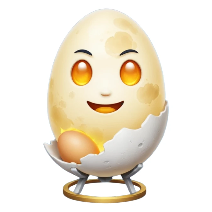 alchemy character cracking moon egg with light inside sticker