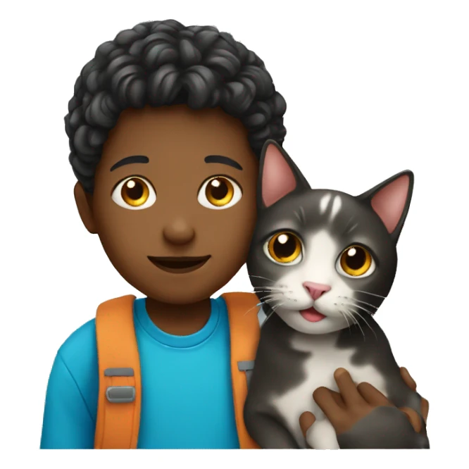 Kids with cat sticker
