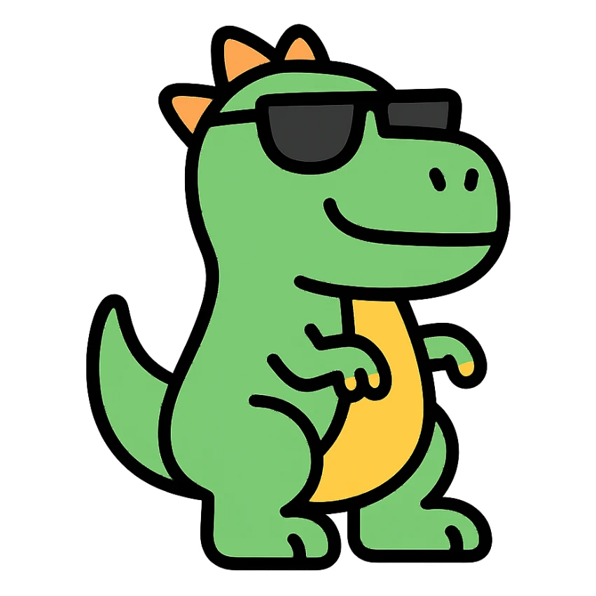 dinosaur wearing sunglasses, colorful icon sticker
