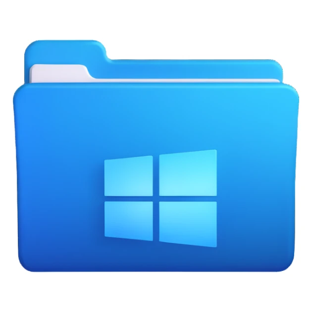 Windows 11 inspired folder icon, sleek, blue tones, glassy effect, no text sticker