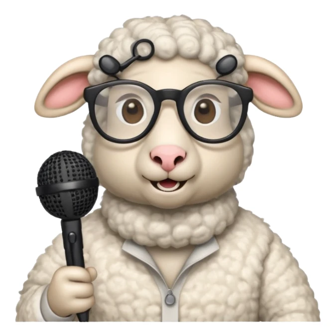 sheep with microphone and glasses sticker