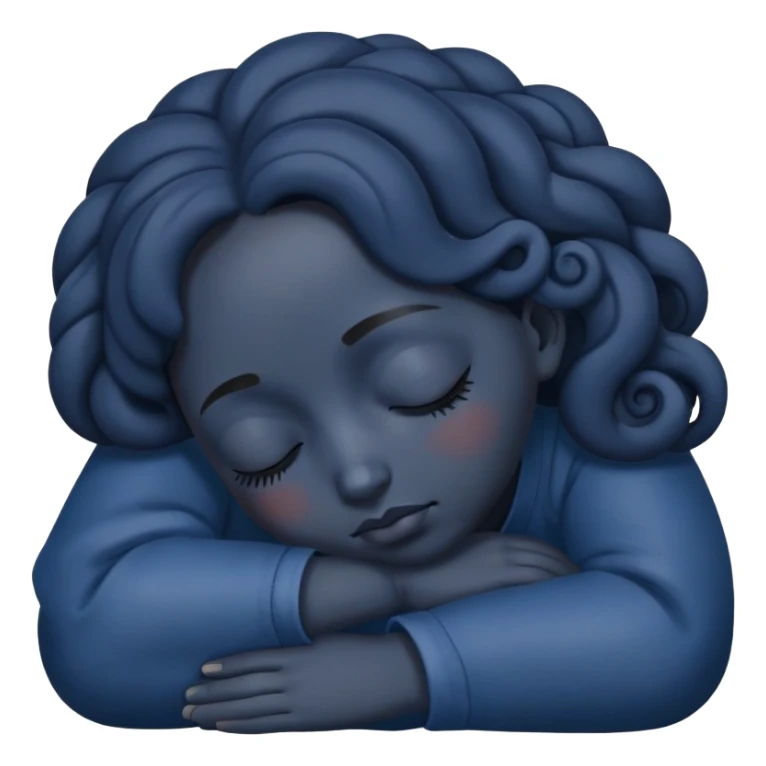 depression curled up figure dark blue color closed eyes sticker