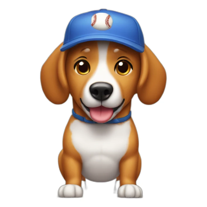Hot dog wearing a baseball cap sticker