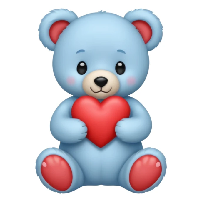 blue pastel teddy bear hold red heart sticker
