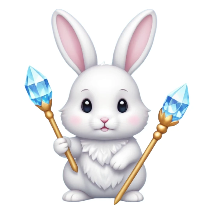 White bunny with wand and cristals sticker