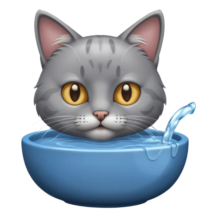 A water bowl and a cat drinking sticker