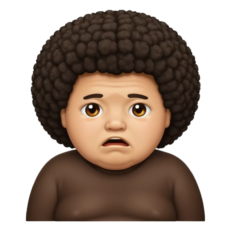 dark brown fat boy with afro crying sticker