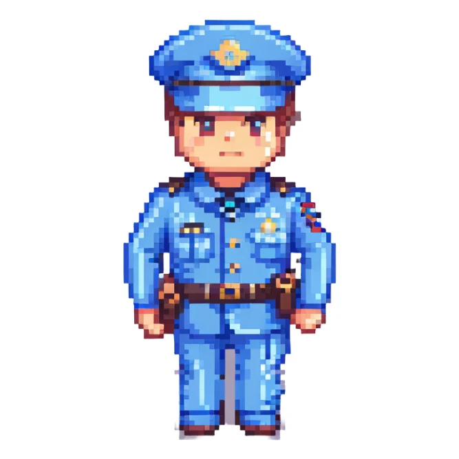 policeman, retro style, blue uniform sticker