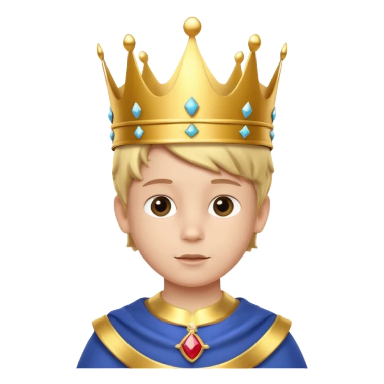 Royal Kid with fancy crown head 3d with sticker