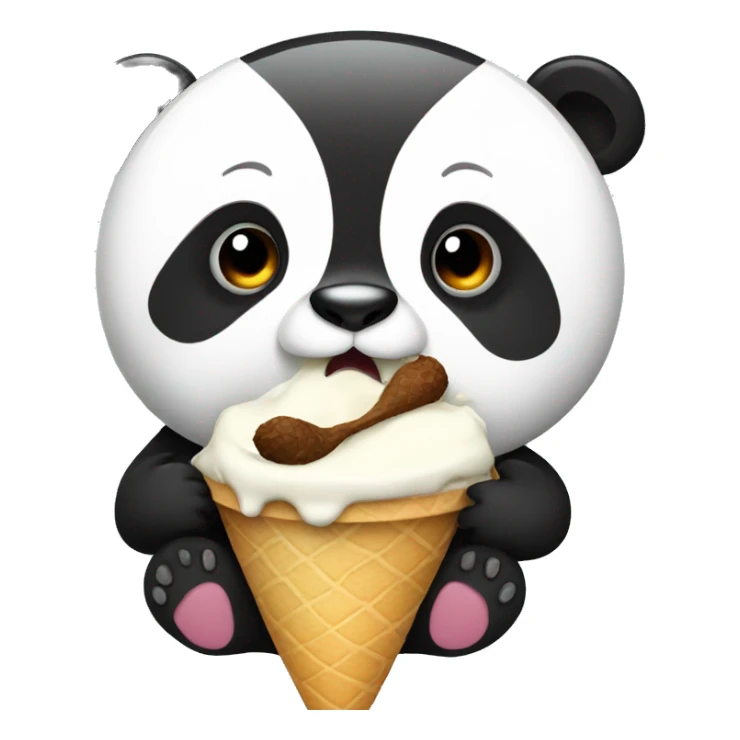 Panda eating ice cream sticker
