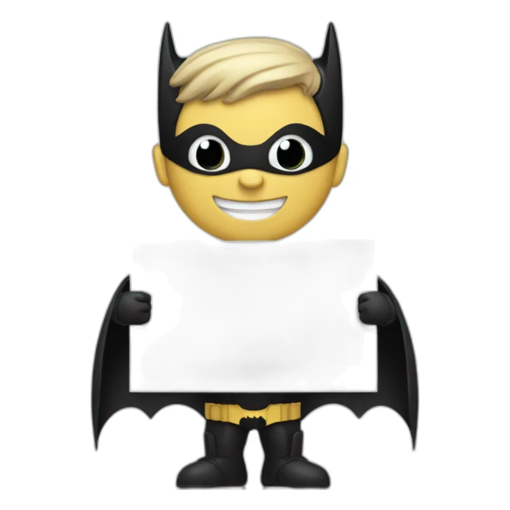 Batman holding a billboard with thumbs up sticker