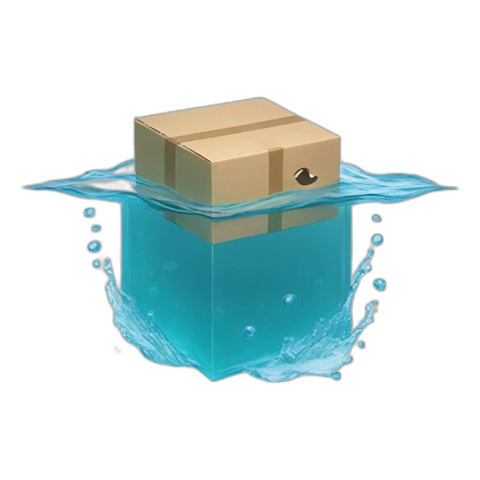 box submerged in water sticker