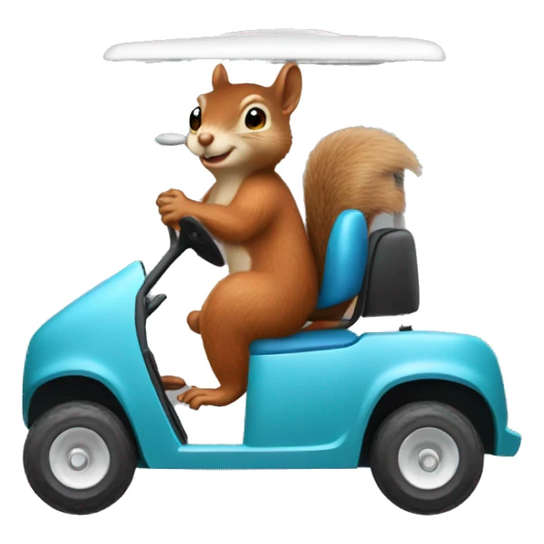 Squirrel riding a golf cart sticker