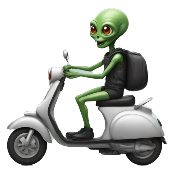 alien on a scooter  sticker
