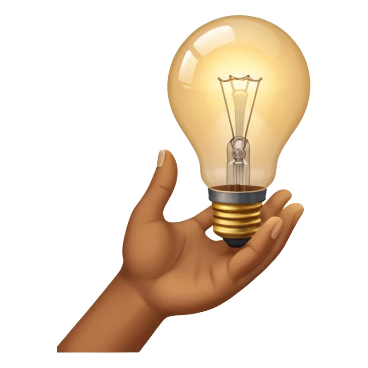 hand holding a lightbulb, signifying inspiration sticker