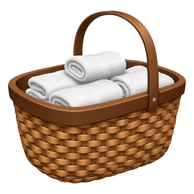 Realistic Brown basket with white towels sticker