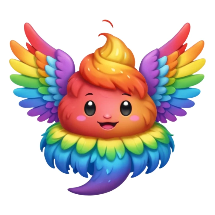 rainbow poop with wings sticker