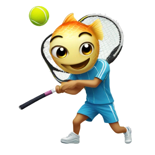 fish playing tennis sticker
