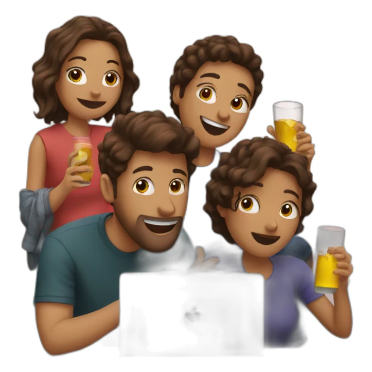 Friends drinking on a video call sticker