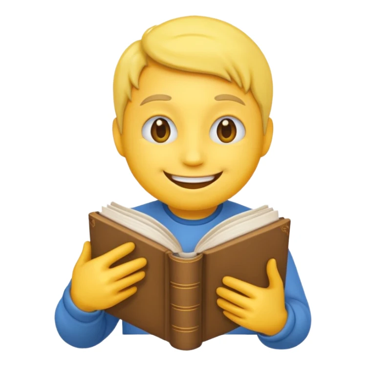 A emoji with a book in its hands sticker