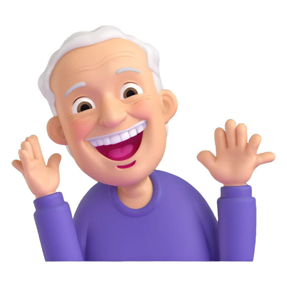 elderly man laughing out loud sticker