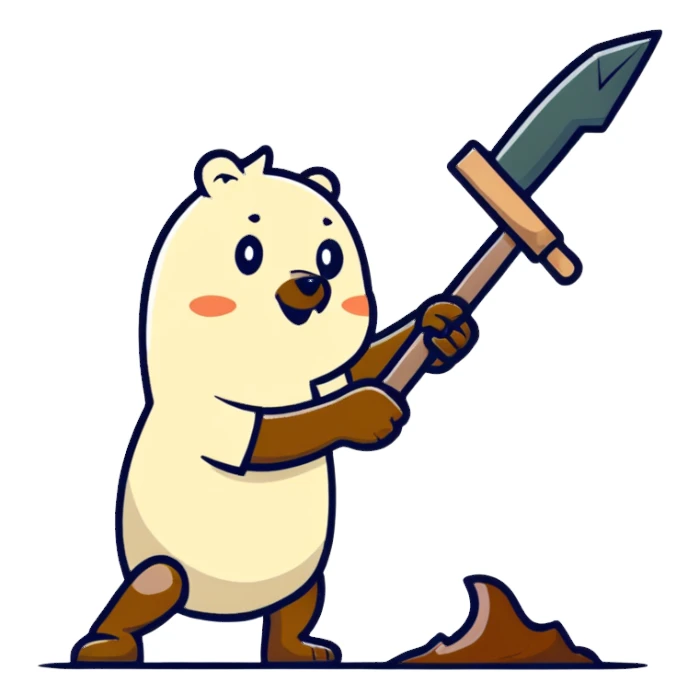 person whacking a mole with a hammer sticker