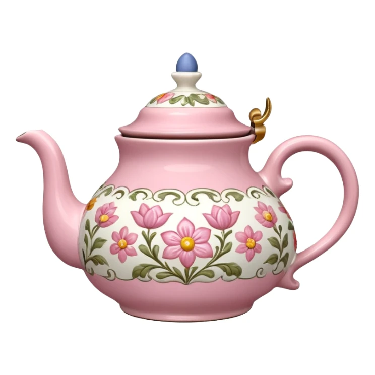 A pink and white flowery TeaPot sticker