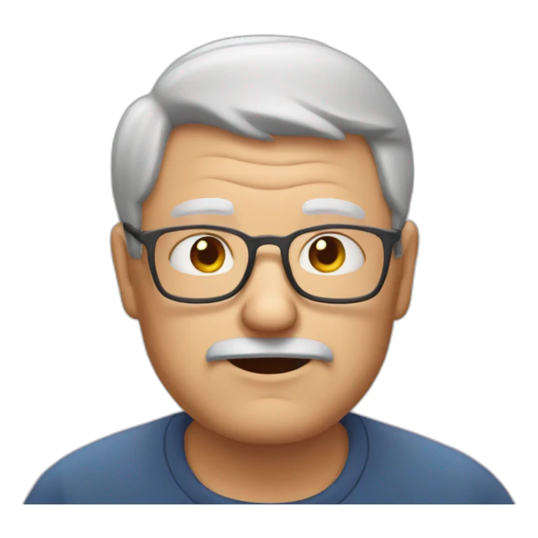 Old man bold fat doing heart sticker