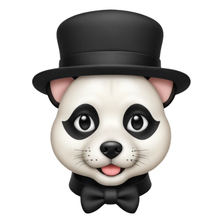 dog mime performer with hat sticker