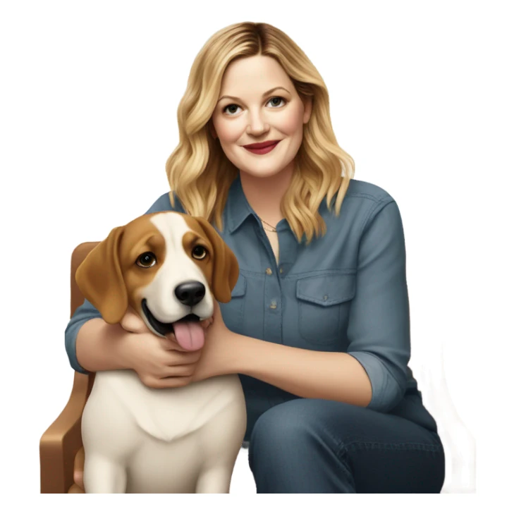 Drew Barrymore With Her Dog Douglas  sticker