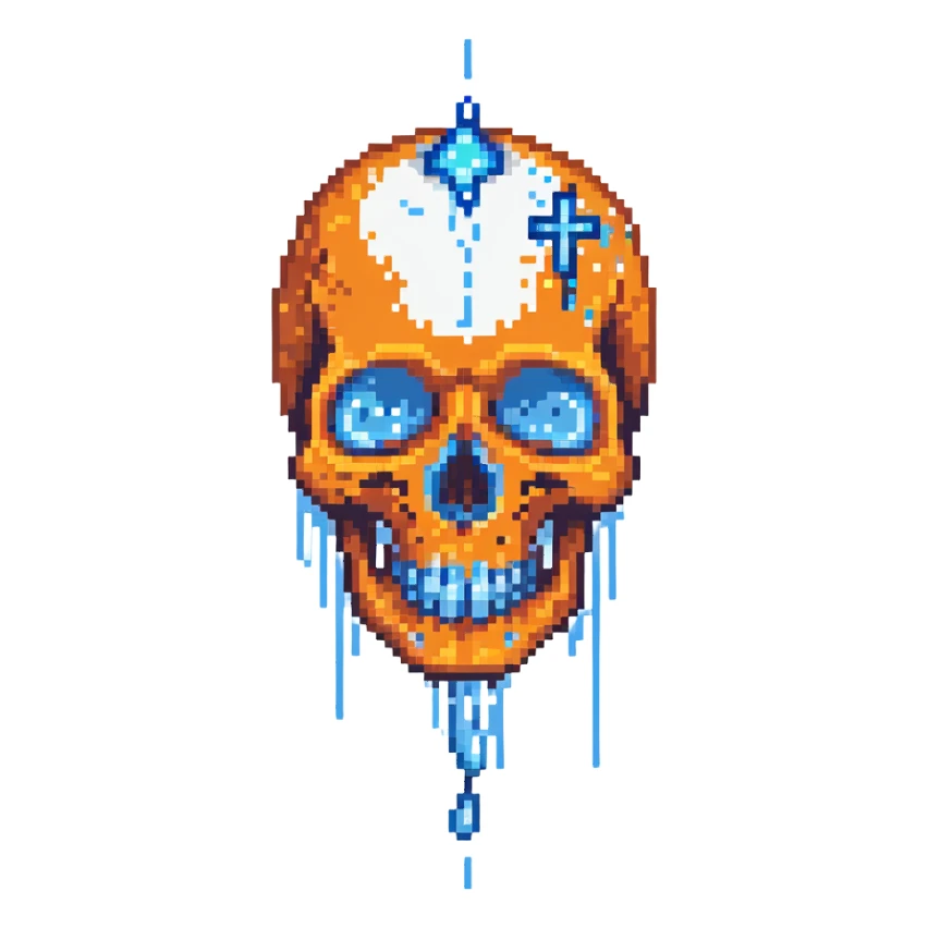skull with blue tears streaming down sticker