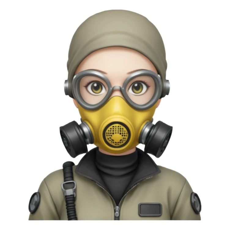 cyberpunk gasmask girl programmer bald sticker