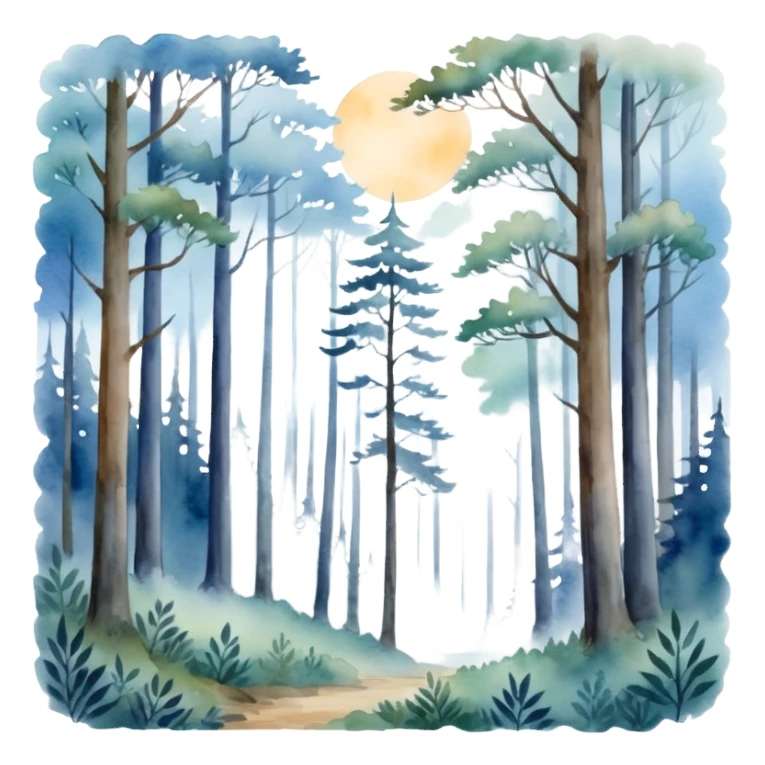 watercolor misty forest sticker