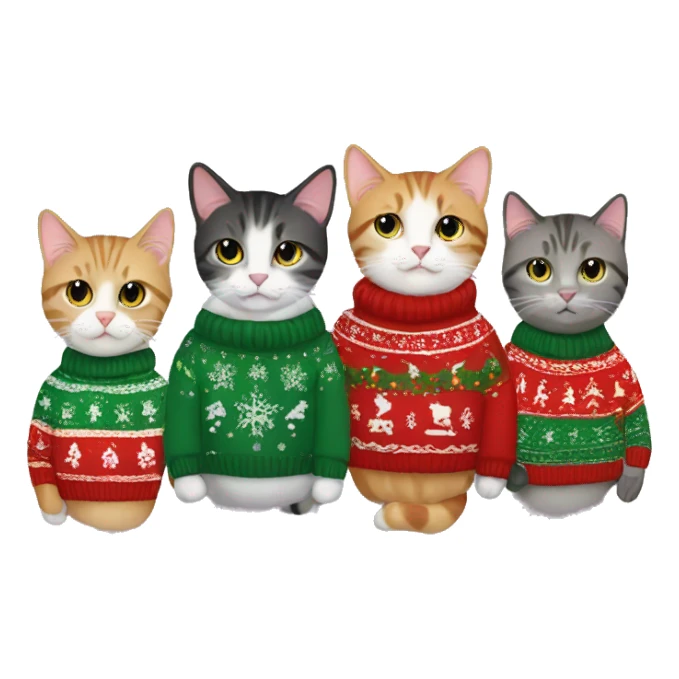 5 cats in christmas sweaters sticker