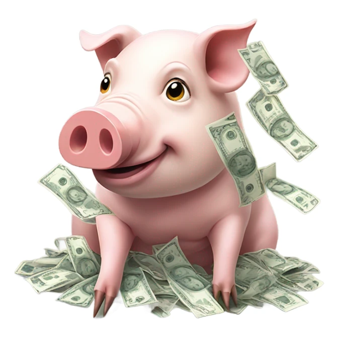 Pig is eating money sticker